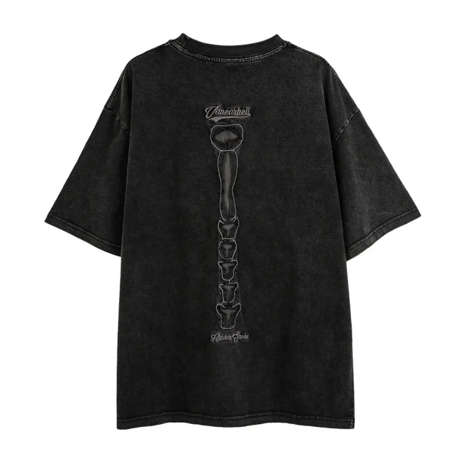 Men's High Street Trend Ripped Hollow Skull Skeleton Short Sleeved T-Shirt Old Washed Half Sleeved Top Loose Knitted for Summer - Image 2