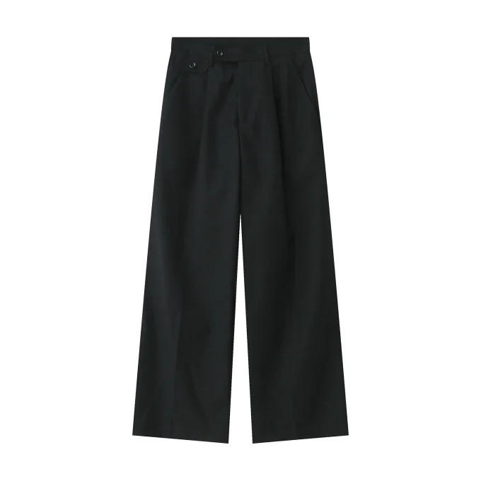 Breathable Casual Simple Straight Wide Leg Loose Baggy Pants for Men