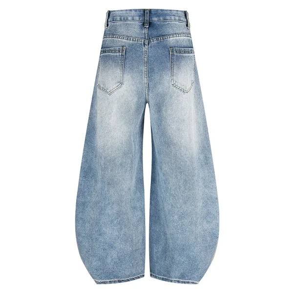 2025 New American Design Scimitar Men's Jeans Letter-Niche Drape Wide Leg Pants Easiest Match Washed Denim for Autumn/Winter