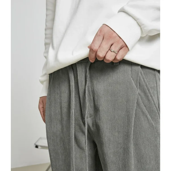 Cropped Design 100% Polyester Blank Mens Corduroy Pants With Stretch Waist
