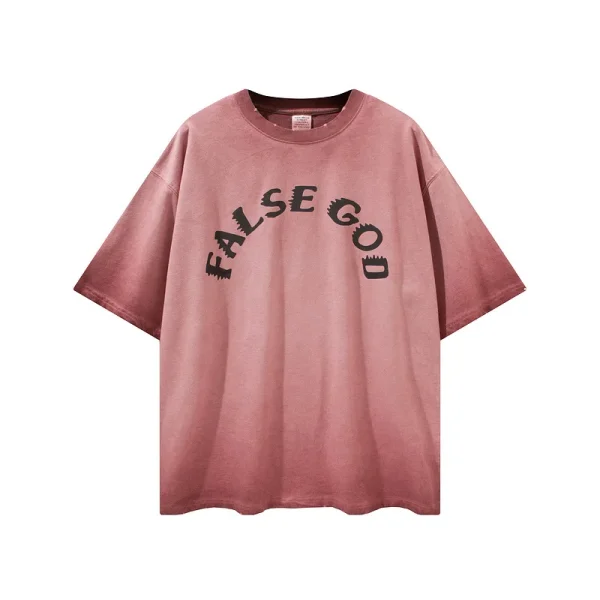 Vintage Gradient Colors Puff Print Short-sleeved T-shirt - Image 3