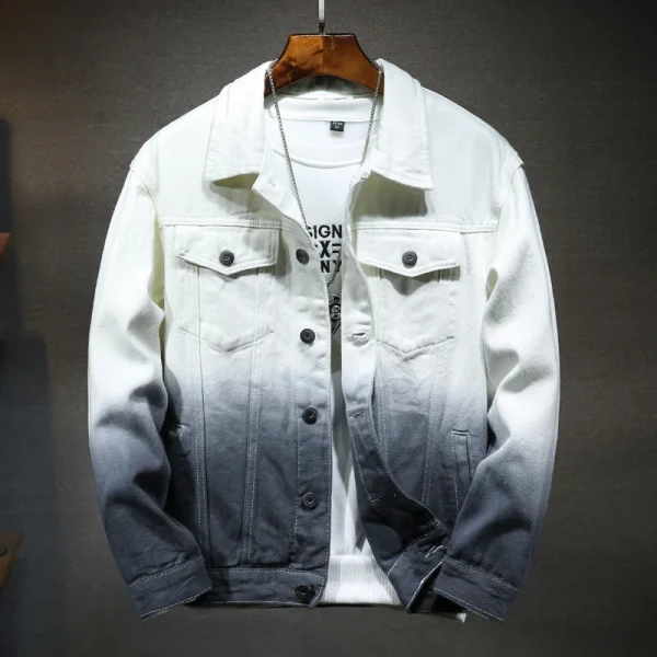Gradient Jeans Jacket Men Japanese Retro Loose Streetwear Denim Jacket Hip Hop Men's Denim Jacket