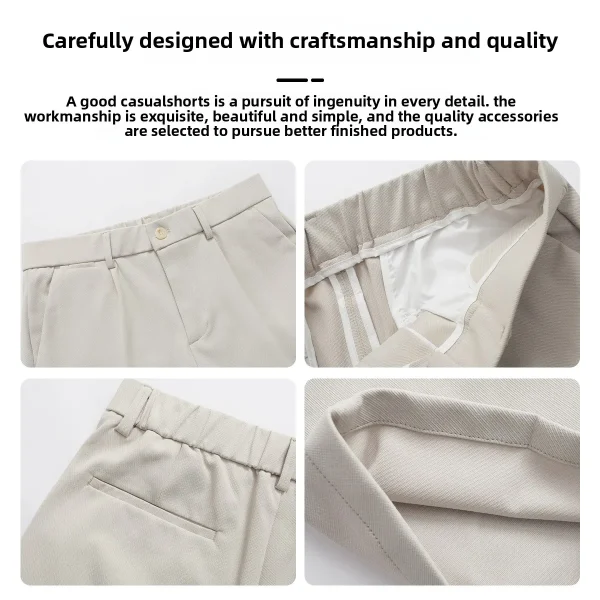 Men's 2025 Summer Business Casual Five-Point Pants New Simple Pure Color Outer Wear Knitted Pleated Dress Shorts - Image 4