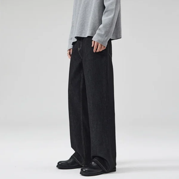 2025 Men's Straight Loose A-Line Versatile Pants New Style Old Money Original Black Blue Cow Red Ear Trendy Trendy Jeans Washed - Image 4