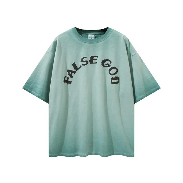 Vintage Gradient Colors Puff Print Short-sleeved T-shirt - Image 4