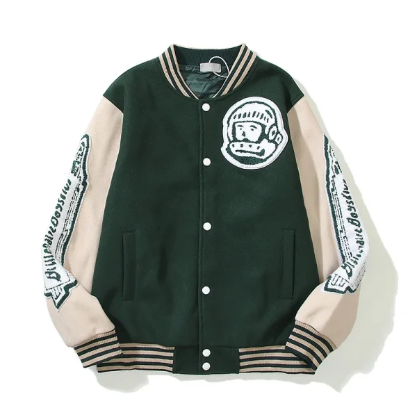 Vintage Bomber Wool Winter Leather Sleeves Embroidered Varsity Jacket for Men - Image 4