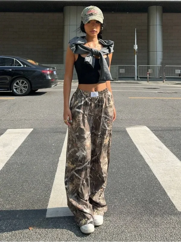 Women's High Waist Wide Leg Pants Autumn Casual Collection Elastic Waist Soft Anti-Pilling Fabric Flat Hot Girl Loose Slim Fit - Image 6