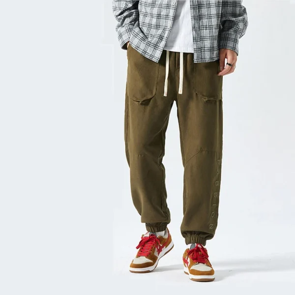 3D Embroidered Nylon Track Trousers Men's Corduroy Pants