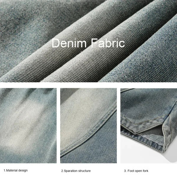 New American Retro Workwear Shorts for Men Five-Point Split Cut Design Washed Vintage Denim Summer Trendy Knitted - Image 4
