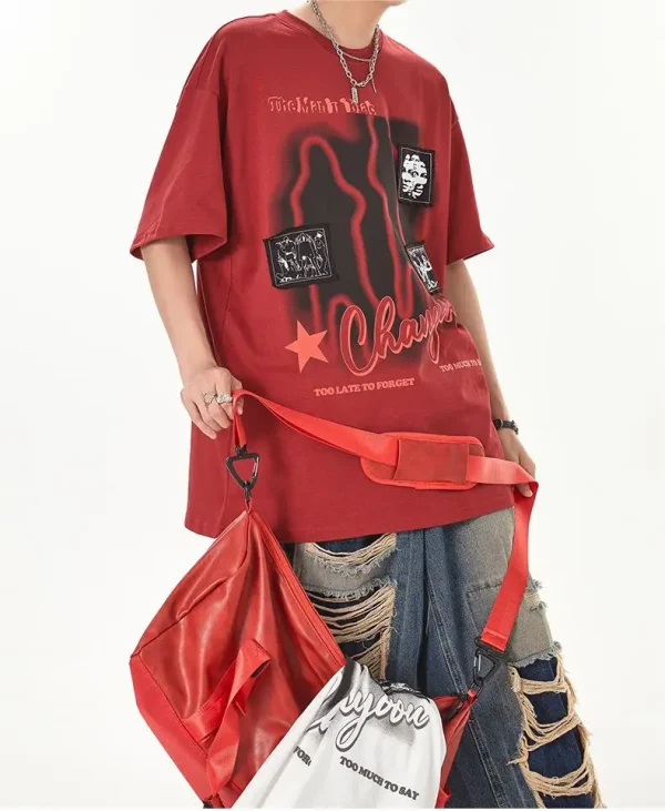 100% Cotton High Quality O-Neck Printed Letter Plus Size Men T-Shirt - Image 6
