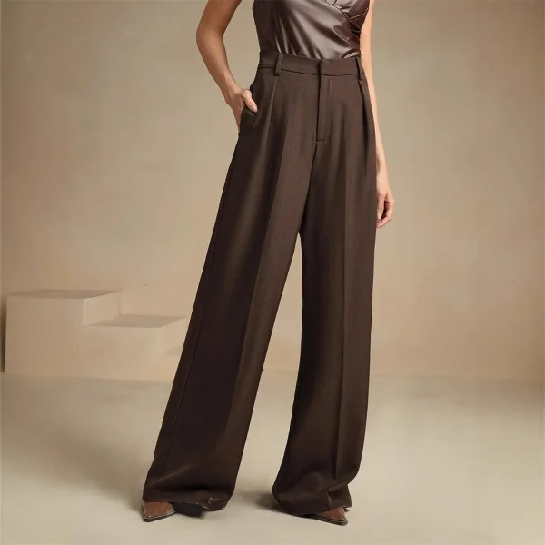 Women's Elegant High-Waisted Long Pants Solid Color  Commuter Suit Pants - Image 3
