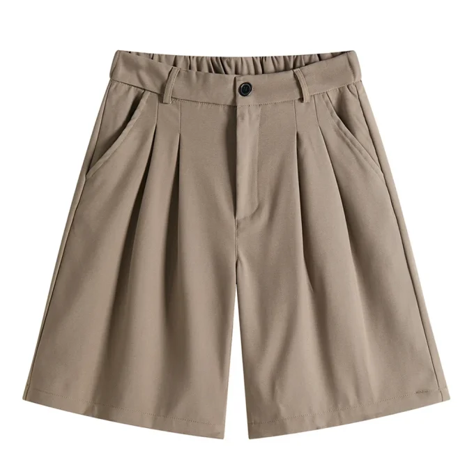 Unisex Five-Point Shorts Wide-Leg Casual Bermuda Pleated Shorts Straight Draped Suit Trend Commuter City Boy Plain Dyed - Image 3