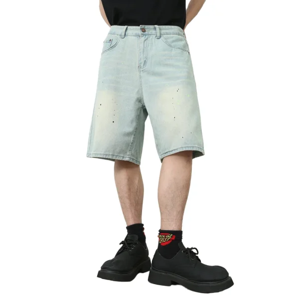 2025 Denim Jorts Men's Casual  Pants  Street Summer Loose Straight Wide Leg Denim Shorts Woven - Image 4