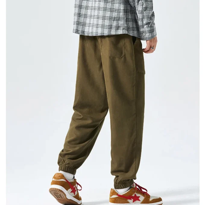 3D Embroidered Nylon Track Trousers Men's Corduroy Pants