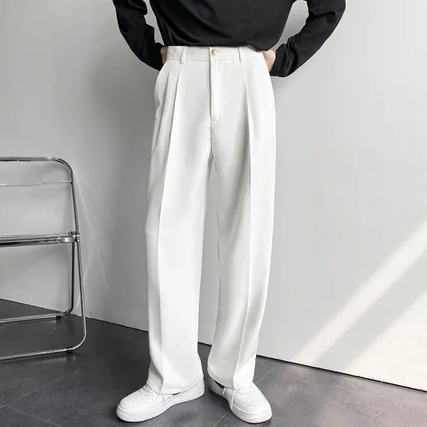 Casual Men Suits Streetwear Fashion P Men Black Suit White Ps Men Dress Ps Slim Fit Dress Trousers