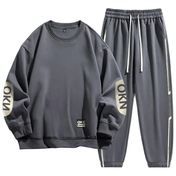 Men's Casual Sport Track Suit for Men Autumn Winter 2025 New Trendy Knitted Sports Clothing Hoodie Sweatshirt Set