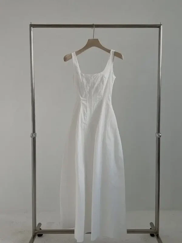 2025 Summer New Korean Waist-Cinching Slimming Elegant Simple Sleeveless Mid-Length Dress Trendy Casual Fashion Strap for Women - Image 6