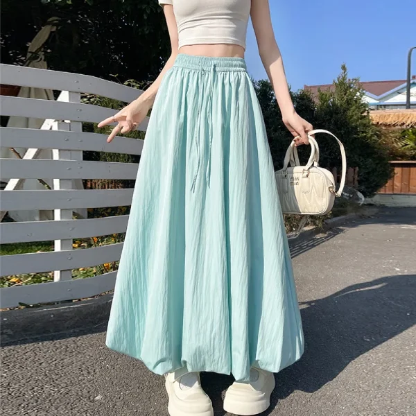 A-Line Lantern Workwear Skirt High Waist Slimming Design Puffy Flower Bud All-Season