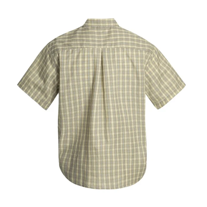 Japanese Style Men's Summer Workwear Shirt Plaid Short Sleeve Turn-Down Collar Side Slit Versatile Casual Loose Fit Yarn Dyed - Image 2
