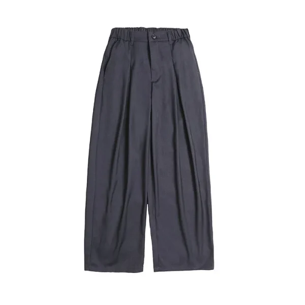Cityboy Mid Unisex Loose Straight Pants Trendy Casual Pants Zipper Fly Solid Color Draped Wide Leg Oversized Trousers - Image 3