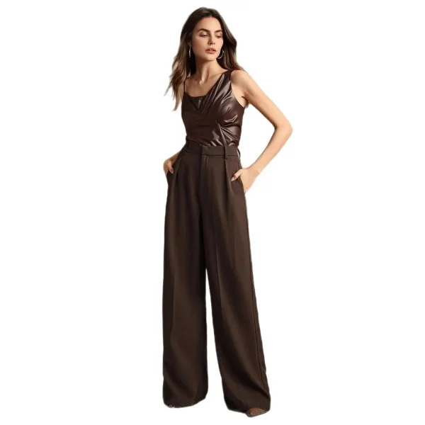 Women's Elegant High-Waisted Long Pants Solid Color  Commuter Suit Pants - Image 5