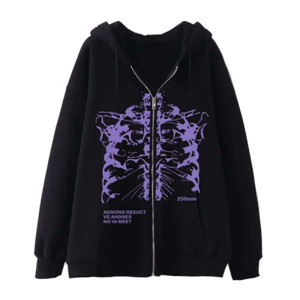 Zippers Heavyweight Cotton Top Oversized Drop Shoulder Cropped Printed Zip up Hoodie Men
