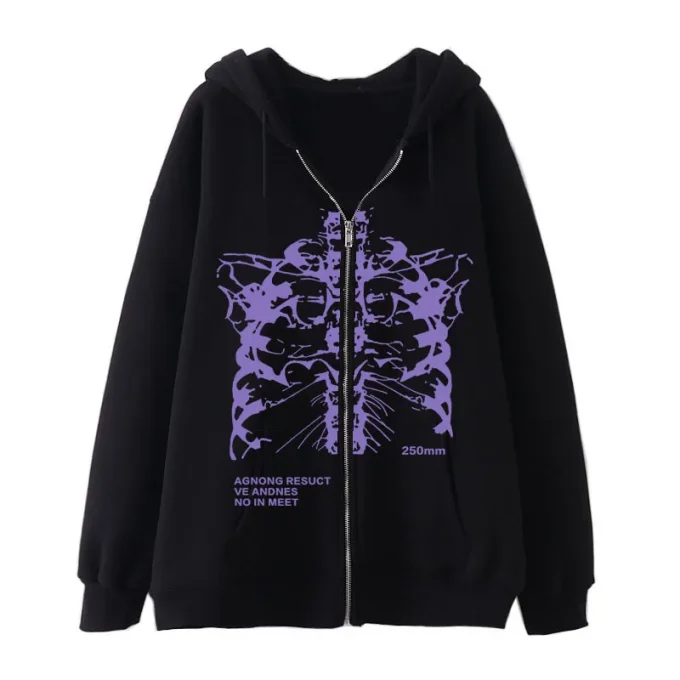 Zippers Heavyweight Cotton Top Oversized Drop Shoulder Cropped Printed Zip up Hoodie Men