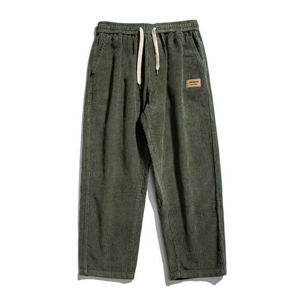100% Cotton Front Pleat Relaxed Fit Corduroy Chino Pants for Men - Image 3