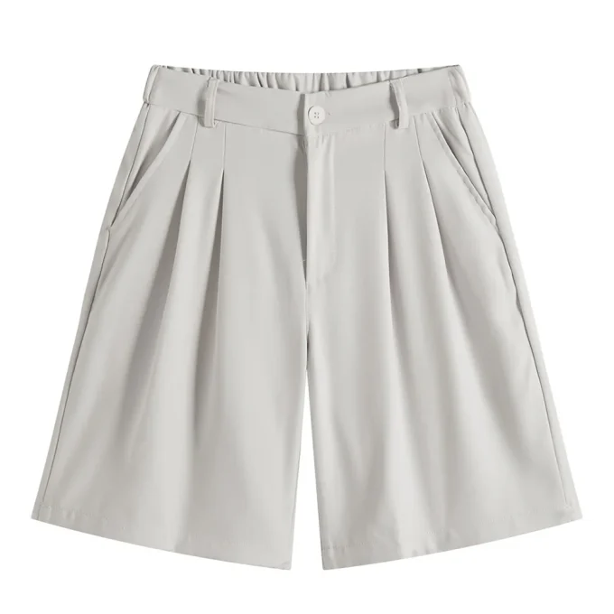 Unisex Five-Point Shorts Wide-Leg Casual Bermuda Pleated Shorts Straight Draped Suit Trend Commuter City Boy Plain Dyed - Image 5