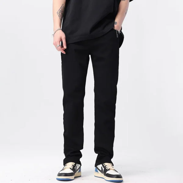 2025 New Trend High Quality Straight Leg Jeans for Men Youth Style Washed Zipper Cuff Slim Fit Casual Denim Pants - Image 4