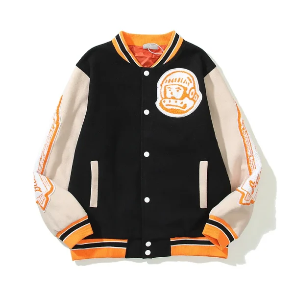 Vintage Bomber Wool Winter Leather Sleeves Embroidered Varsity Jacket for Men - Image 2