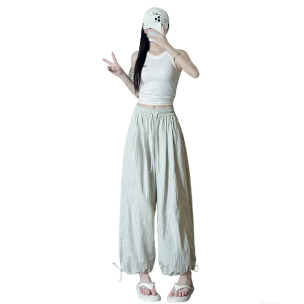 Women's Summer Thin High-waist Nine-point Balloon Bloomers Casual Wide-leg Sweatpants - Image 4