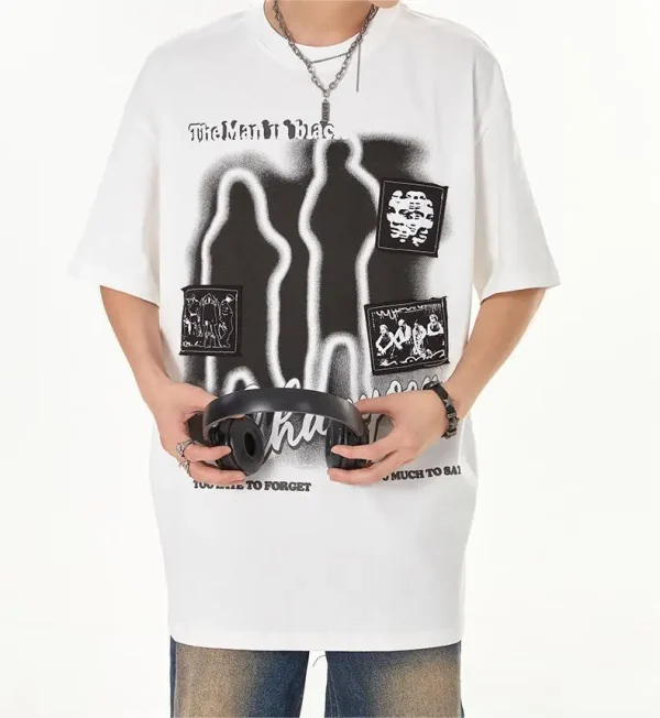 100% Cotton High Quality O-Neck Printed Letter Plus Size Men T-Shirt - Image 5