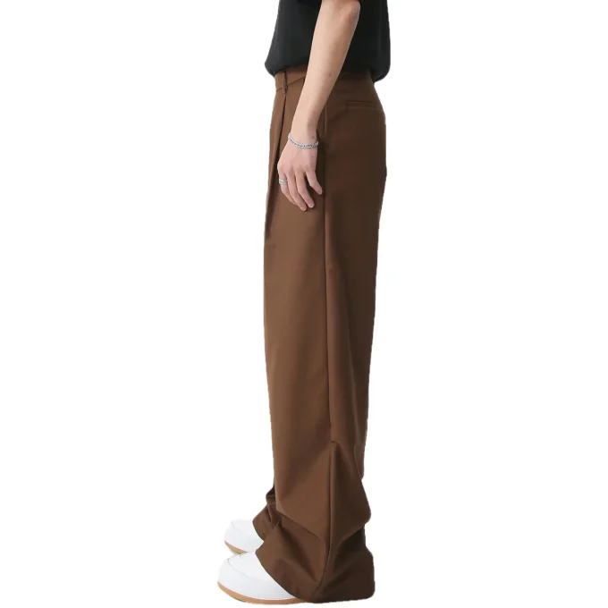 Breathable Casual Simple Straight Wide Leg Loose Baggy Pants for Men