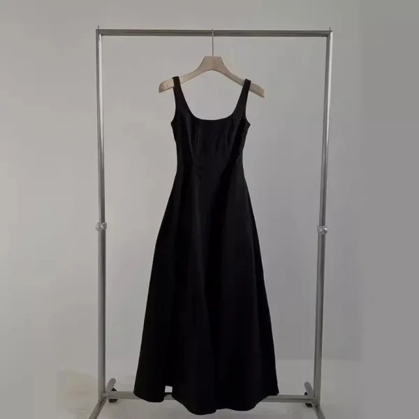 2025 Summer New Korean Waist-Cinching Slimming Elegant Simple Sleeveless Mid-Length Dress Trendy Casual Fashion Strap for Women - Image 2