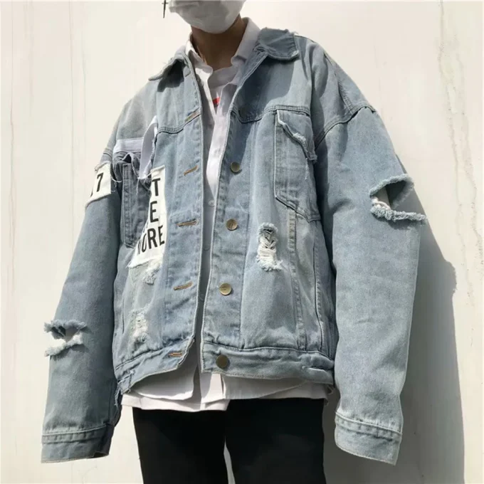 2025 Fashion Men Jeans Jackets Tops Long Sleeve Denim Coat Vintage Ripped for Men Clothing Fabric Denim Knitte3 - Image 3