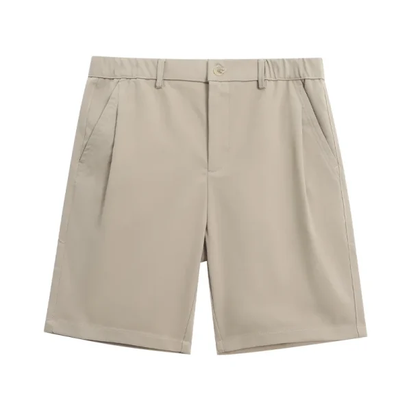 Men's 2025 New Business Casual Slimming Straight-Leg Western Sle 100% Cotton Outer Wear Summer Pleated Shorts