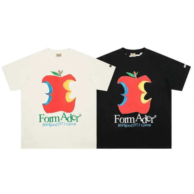 Men's Creative Personalized Apple Hand-Painted Printed Short Sleeved 100% Cotton T-shirt Casual Loose O-Neck T-shirt for Summer - Image 6