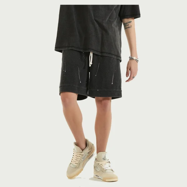 Solid Color Wash-and-wear  Men's Shorts Distress Short High Street Pants Shorts for Men - Image 3